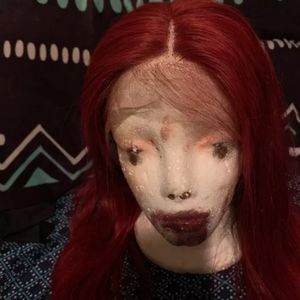 24 inch Burgundy straight human hair wig